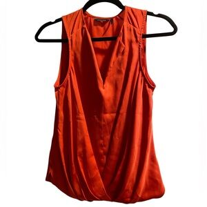 Marciano Orange Sleeveless Drape V-Neck Top